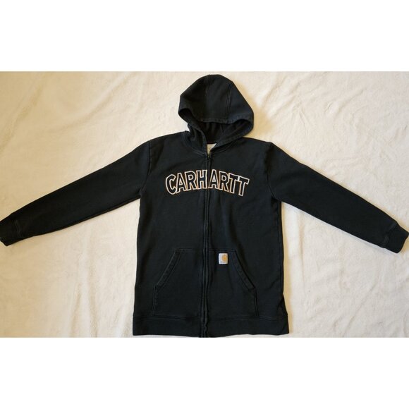 Carhartt Hoodie, Girl's Size XL, Black, Full Zip, Long Sleeve Embroidered Logo - Picture 2 of 13